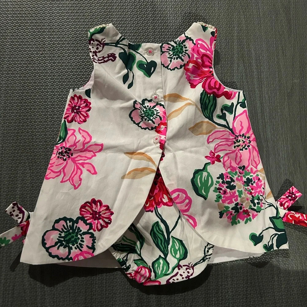 Lilly Pulitzer White Dress with Pink & Green Floral Print